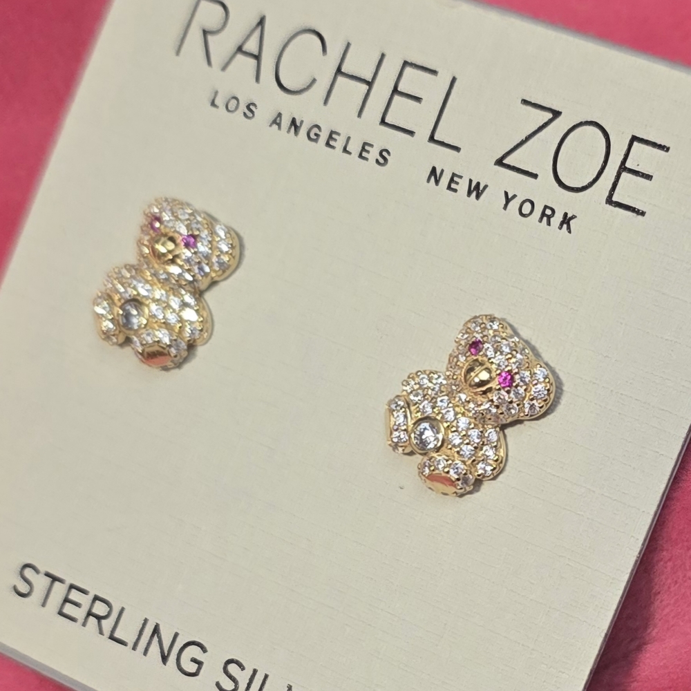 Rachel Zoe Gold Sparkling Bow Earrings